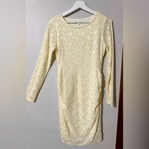 PinkBlush Midi Ivory Lace Maternity Dress Medium